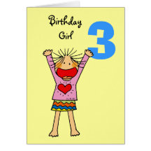 3rd birthday girl card