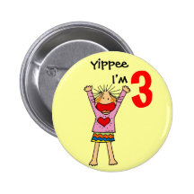3rd birthday girl pinback buttons