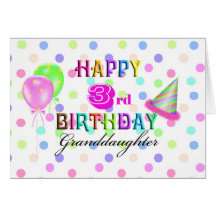 3rd Birthday Granddaughter Greeting Cards