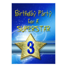 3rd Birthday party Invitation for a Superstar.