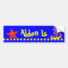 3rd Birthday Party Red Smiley Star Decoration Bumper Stickers