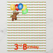 3rd Birthday Party Royal Bear Scrapbook  Paper 3 Personalized Flyer