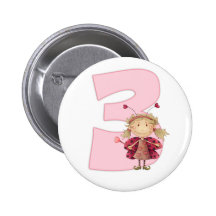 3rd birthday pinbadge , ladybird fairy pinbadge