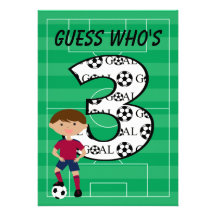 3rd Birthday Red and Blue Soccer Goal Invitation