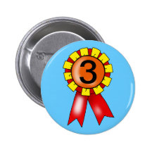 3rd birthday red/yellow rosette pins