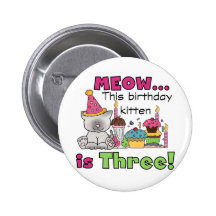 3rd Kitten Birthday T-shirts and Gifts Pin