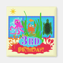 3rd Undersea Adventure Birthday Tshirts Refrigerator Magnet