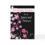 4084 Niece Birthday Wishes Pink and Black Card