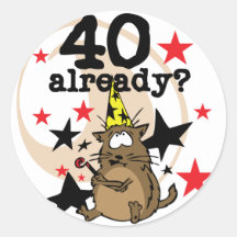 40 Already Birthday Round Stickers
