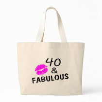 40 and Fabulous (Black and Pink) Canvas Bags