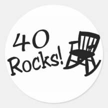 40 Rocks (Black Rocking Chair) Round Stickers