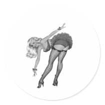 40's Pinup Girl #3 Round Stickers