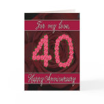 40th anniversary card with roses and leaves