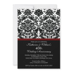 40th Anniversary Damask Invitation Merlot Red
