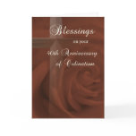 40th Anniversary of  Ordination, Red Rose and Cros Greeting Card