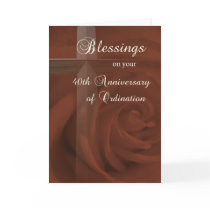 40th Anniversary of  Ordination, Red Rose and Cros Greeting Card