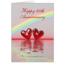 40th Anniversary Ruby Hearts (Tall) Card