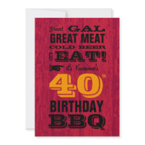 40th Birthday BBQ Grill Out Custom Announcement