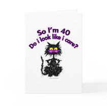 40th Birthday Cat Gifts Greeting Card