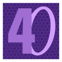 40th Birthday Huge Numbers Purple W957 Personalized Announcement