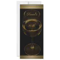 40th Birthday Mens Sepia Gold Cold Drinks Man Invitations