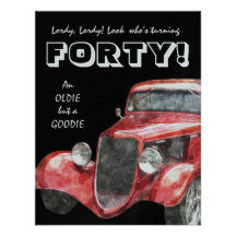 40th Birthday Party For Him - Classic Hotrod Car Announcements