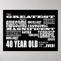 40th Birthday Party Greatest Forty Year Old Posters