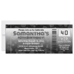40th Birthday Party Invitation, Black Ticket
