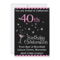 40th Birthday Party Invitation - Cocktail Glass
