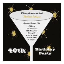 40th Birthday Party Invitation -- Gold 40th Toast
