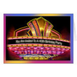 40Th Birthday party invitation neon lights marquis Card