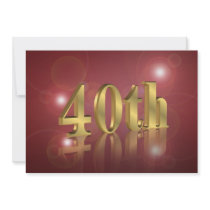 40th Birthday party invitation red and gold number