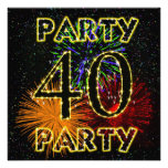 40th birthday party invitation with fireworks