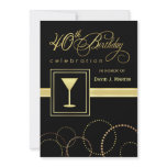 40th Birthday Party Invitations - Gold and Black
