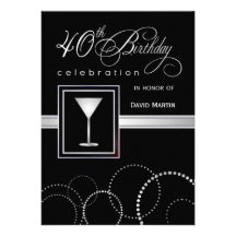 40th Birthday Party Invitations - with Monogram