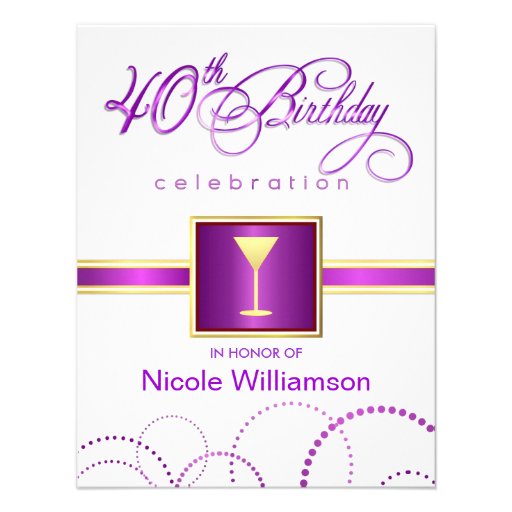 40th Birthday Party Invitations - with Monogram