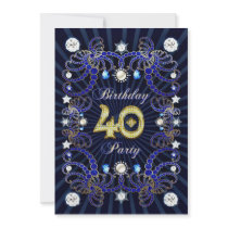 40th birthday party invite with masses of jewels