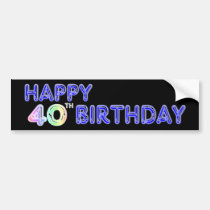 40th Birthday with Ballon Font bumper stickers