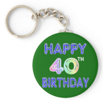 40th Birthday with Ballon Font Keychains