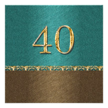 40th blue brown elegant party custom invitations