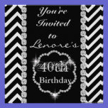 40th CHEVRON RHINESTONE LOOK  Birthday  Invitation invitations