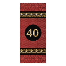 40th red black gold damask invitation