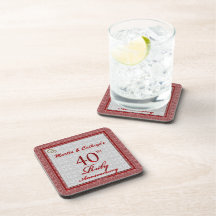 40th Ruby Anniversary Personalized Coasters