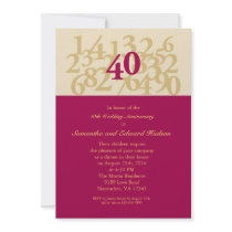 40th Ruby Wedding Anniversary Invitation
