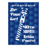 40th SURPRISE Birthday Blue Pattern Zip  Lip  H200 Announcement