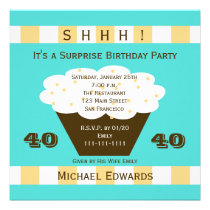 40th Surprise Birthday Party Invitation - Cupcake invitations