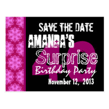 40th Surprise Birthday Party Pink Pattern Template Postcard