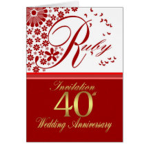 40th wedding anniversary invitation card - ruby we