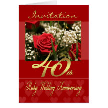 40th wedding anniversary invitation card - ruby we