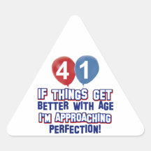 41st year old birthday design triangle sticker
